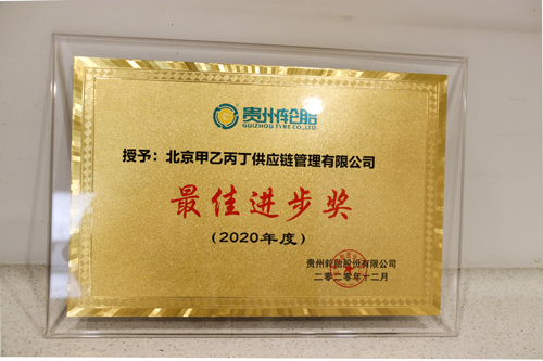  2020年贵州轮胎授予”最佳进步奖“