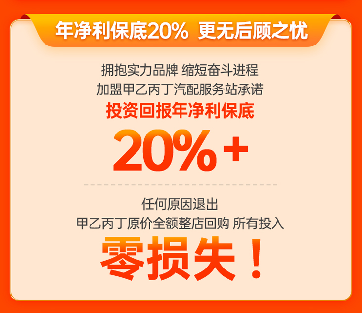 汽配服务站火爆加盟中  承诺年净利20%+！